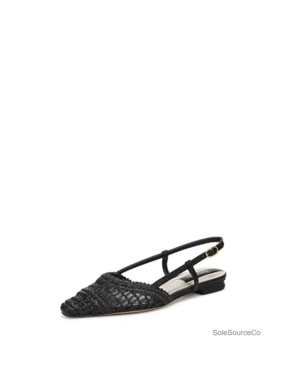 Women's Woven Faux Raffia Snip-Toe Slingback Ballet Flat Shoes
